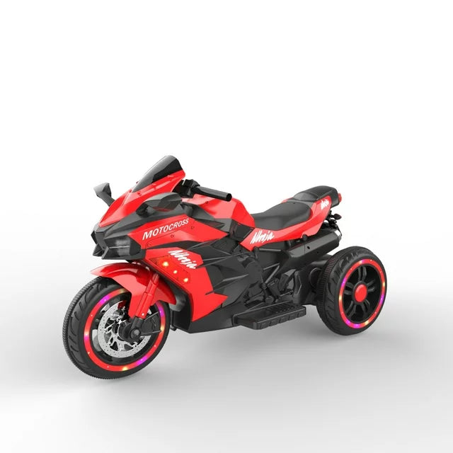WUBEN Ride on Toys 12v Battery Powered Ride on Motorcycle for Kids with LED Lights Music Red,Child