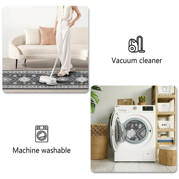 TECHVIDA Kitchen Rugs Sets of 4, Kitchen Floor Mat Carpet, Washable Non Slip Kitchen Runner Rug, Boho Farmhouse Hallway Doormat for Home Decor