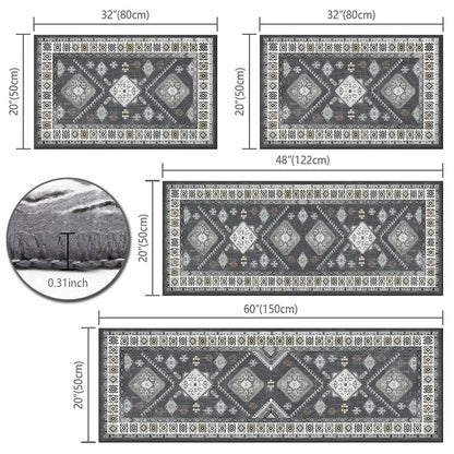 TECHVIDA Kitchen Rugs Sets of 4, Kitchen Floor Mat Carpet, Washable Non Slip Kitchen Runner Rug, Boho Farmhouse Hallway Doormat for Home Decor