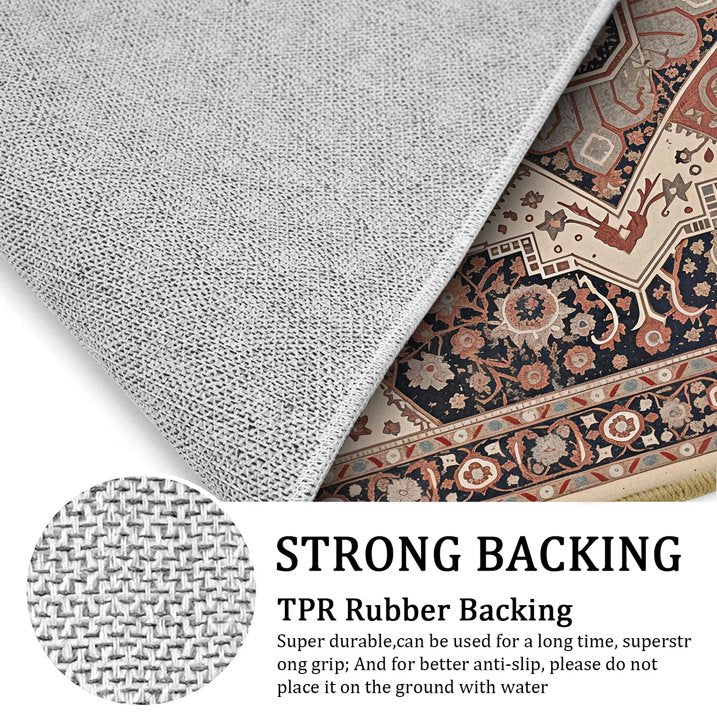 TECHVIDA Kitchen Rugs 3 Piece Set,Non Slip Machine Washable Kitchen Mats,Boho Vintage Abstract Kitchen Carpet for Farmhouse Living Room Hallway