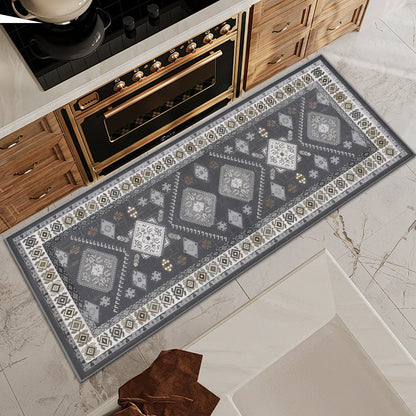 TECHVIDA Kitchen Rug Set 3 Piece,Non Slip Machine Washable Kitchen Mats,Farmhouse Hallway Doormat for Home Floor and Living Room,Gray