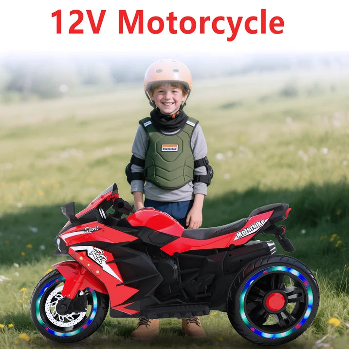 Zogymoz 12V Ride on Motorcycle for Kids, Battery Powered Motorcycle Toy with Bluetooth, Music, Light