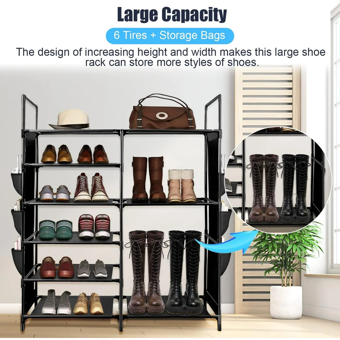 TECHVIDA Shoe Rack 6 Tier Shoe Shelf Shoe Storage, 35 Pairs Shoe Organizer for Entryway,Stackable Shoe Holder Shoe Stand