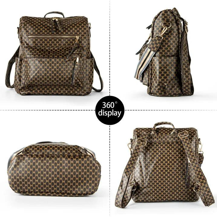 YOMYM Leather Backpack Purse for Women Designer Travel Backpack Purses PU Fashion Ladies Shoulder Bag