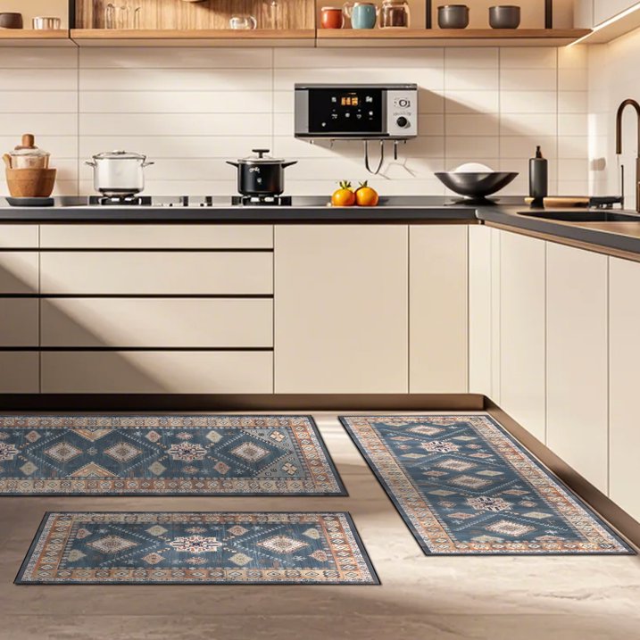 FoxHouse Kitchen Rugs and Runner Sets of 3, Washable Non Slip Runner Rug, Boho Farmhouse Hallway Doormat for Home Decor