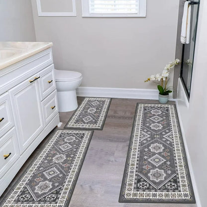 TECHVIDA Boho Kitchen Rug Sets 3 Piece with Runner Non Slip Kitchen Rugs and Mats Washable Kitchen Mats for Floor Thick Kitchen Floor Mat Carpet Runner Rugs for Hallway Laundry Holiday Decor