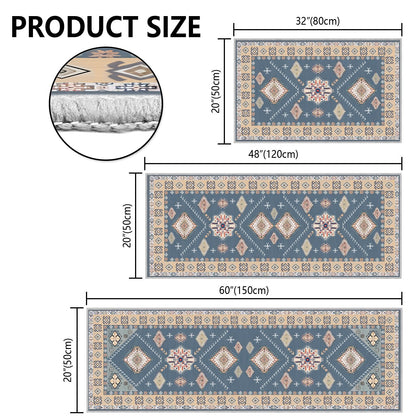 TECHVIDA Kitchen Rugs 3 Piece Set,Kitchen Mats for Floor Non-Slip Machine Washable, Boho Farmhouse Hallway Doormat for Holiday