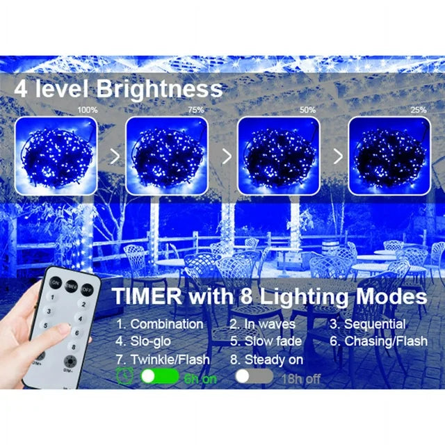 Cheelom Christmas Decorations Lights Solar Fairy Lights 197 FT 580 LED Waterproof Plug in with 8 Modes and Timer Lights Clearance Sale