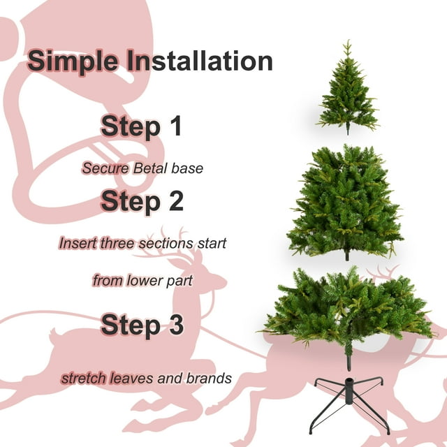 Cheelom 7.5ft Artificial Full Pre-Lit Christmas Tree Green PVC Xmas Trees with 1685 Branch Tips and 400 Warm LED Lights Clearance Sale