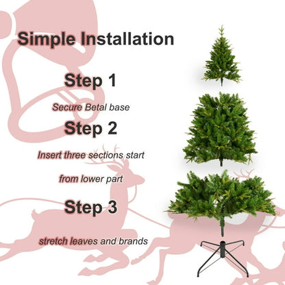 Cheelom 7.5ft Artificial Full Pre-Lit Christmas Tree Green PVC Xmas Trees with 1685 Branch Tips and 400 Warm LED Lights Clearance Sale