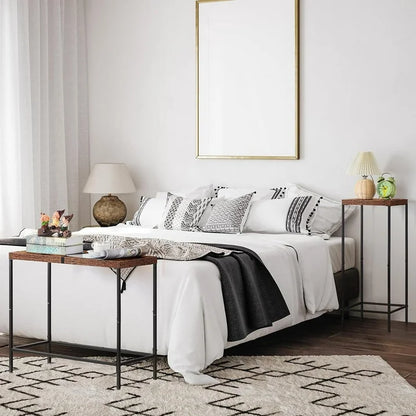 Cheelom Narrow Console Table, 2pcs,Tall Side Wooden Table, Long Hallway Sofa Side Table, Small and Slim, Living Room Table Set for Bedroom Dorm Metal