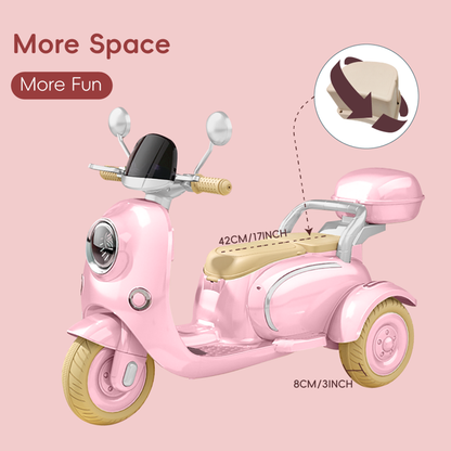 HNH 12V Kids Ride on Motorcycle, Electric Motorcycle for Kids, Kids Electric Motorbike for 2-6 Years Old,Battery Powered Kids Bike,Pink