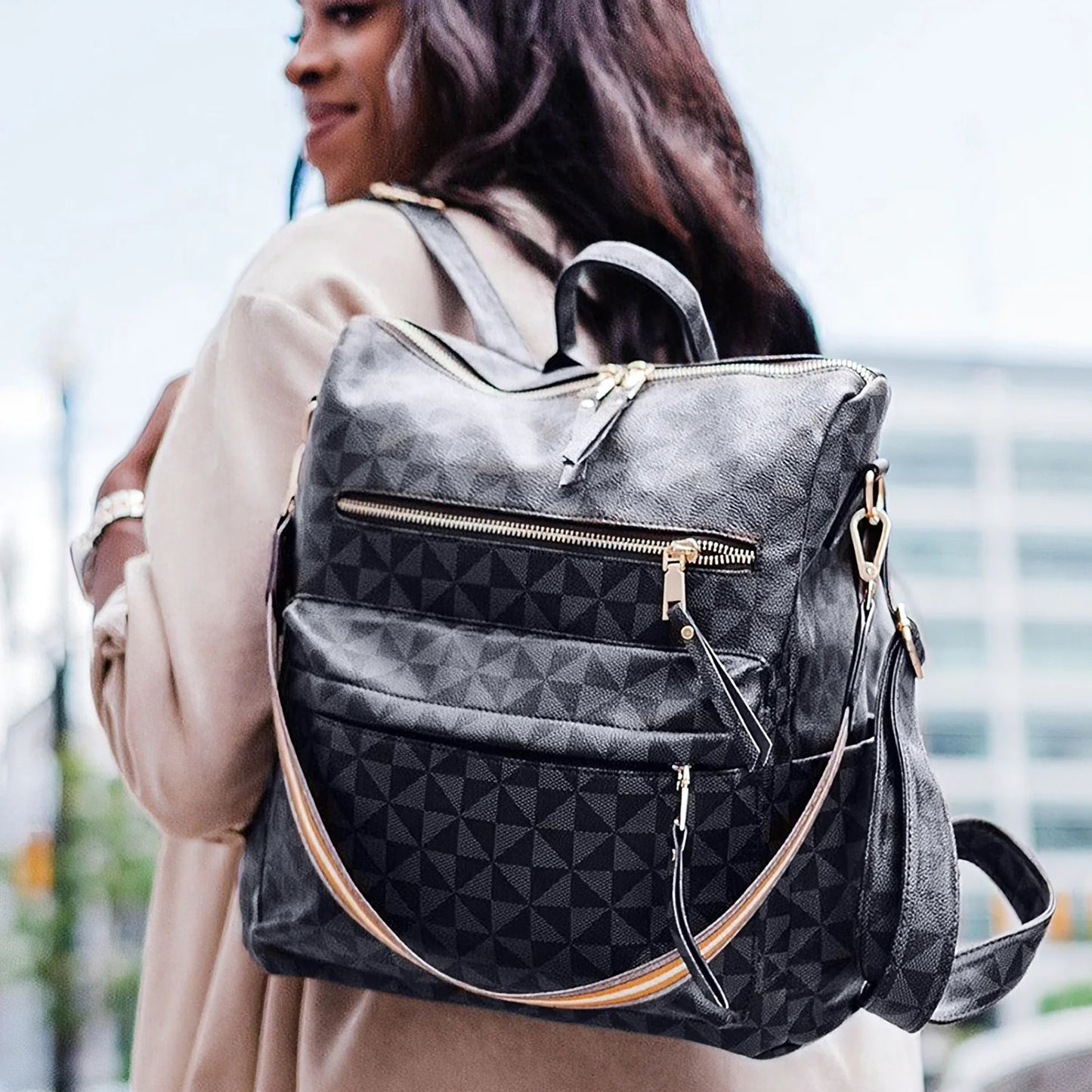 YOMYM Womens Backpack Purse Leather Travel Fashion Convertible Large Ladies College Shoulder Bag