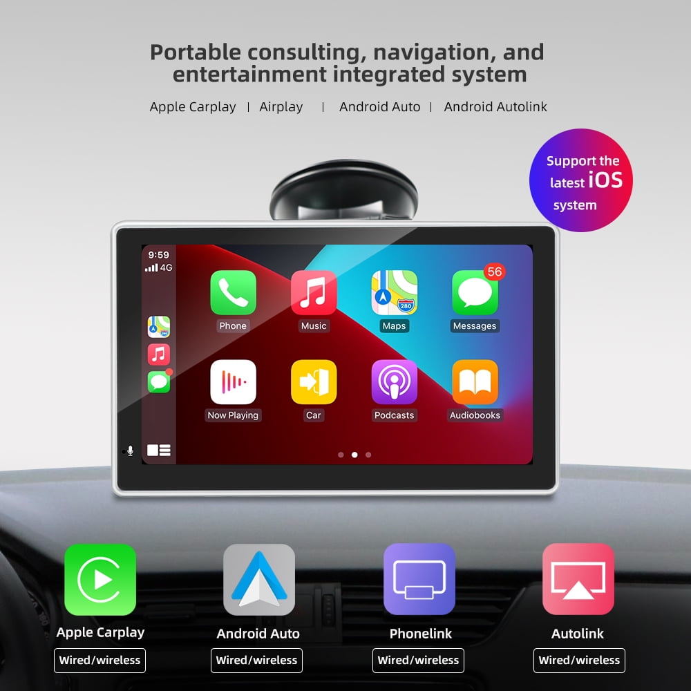 ELTPOWER Portable 7"IPS Car Radio Wireless Apple Carplay/Android Auto Am/Rds Touch Screen