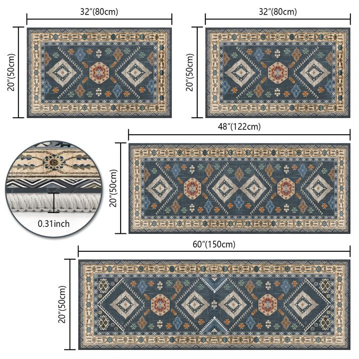 TECHVIDA Kitchen Rugs Sets 4 Piece with Runner Non Slip Kitchen Rugs and Mats Washable Kitchen Mats for Floor Thick Kitchen Floor Mat Carpet Runner Rugs for Hallway Laundry Holiday Decor