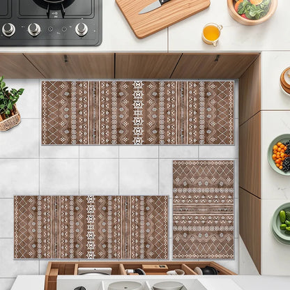 TECHVIDA Kitchen Rug Set 3 Piece,Non Slip Machine Washable Kitchen Mats,Boho Farmhouse Hallway Doormat for Home Decor