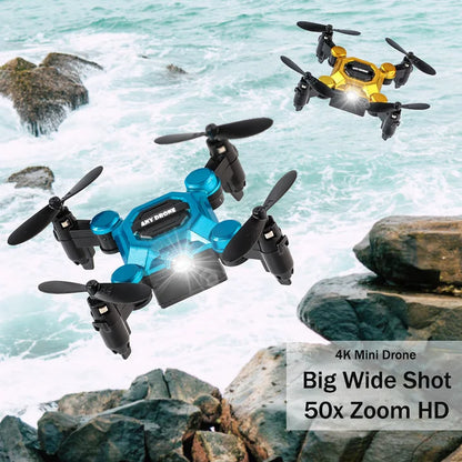 HNH Foldable Mini Drone with 4K Camera, RC Drone for Kids and Adults, FPV Drone Quadcopter with 360 Flip,Trajectory Flight-Gold