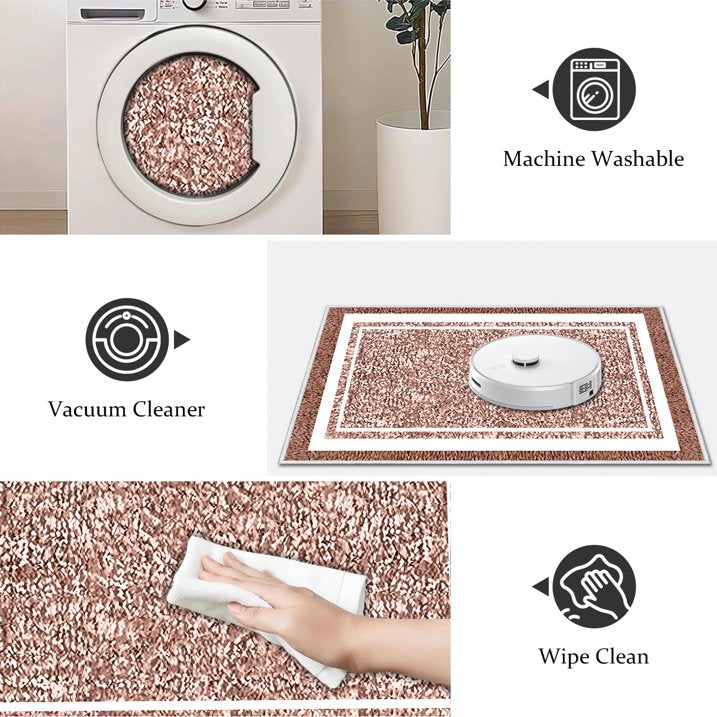 TECHVIDA Bathroom Rugs,Non-Slip Ultra Soft Bath Mat,Soft Absorbent Bathroom Rug and Bath Mat,Machine Washable,(18"x26",Pink and White)
