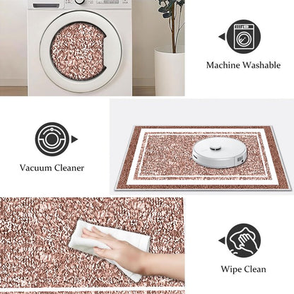 TECHVIDA Bathroom Rugs,Non-Slip Ultra Soft Bath Mat,Soft Absorbent Bathroom Rug and Bath Mat,Machine Washable,(18"x26",Pink and White)