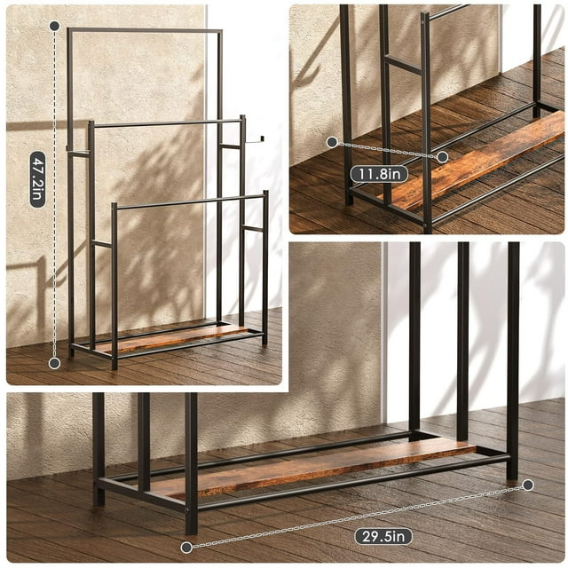 TECHVIDA Towel Racks for Bathroom, 3 Tiers Metal Towel Rack Standing, Freestanding Towel Holder for Bath Storage & Hand Towels, Blanket Holder, Next to Tub Shower, Pool Towel Racks Outdoor