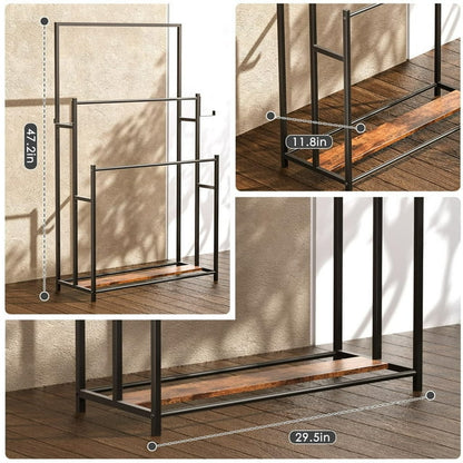 TECHVIDA Towel Racks for Bathroom, 3 Tiers Metal Towel Rack Standing, Freestanding Towel Holder for Bath Storage & Hand Towels, Blanket Holder, Next to Tub Shower, Pool Towel Racks Outdoor