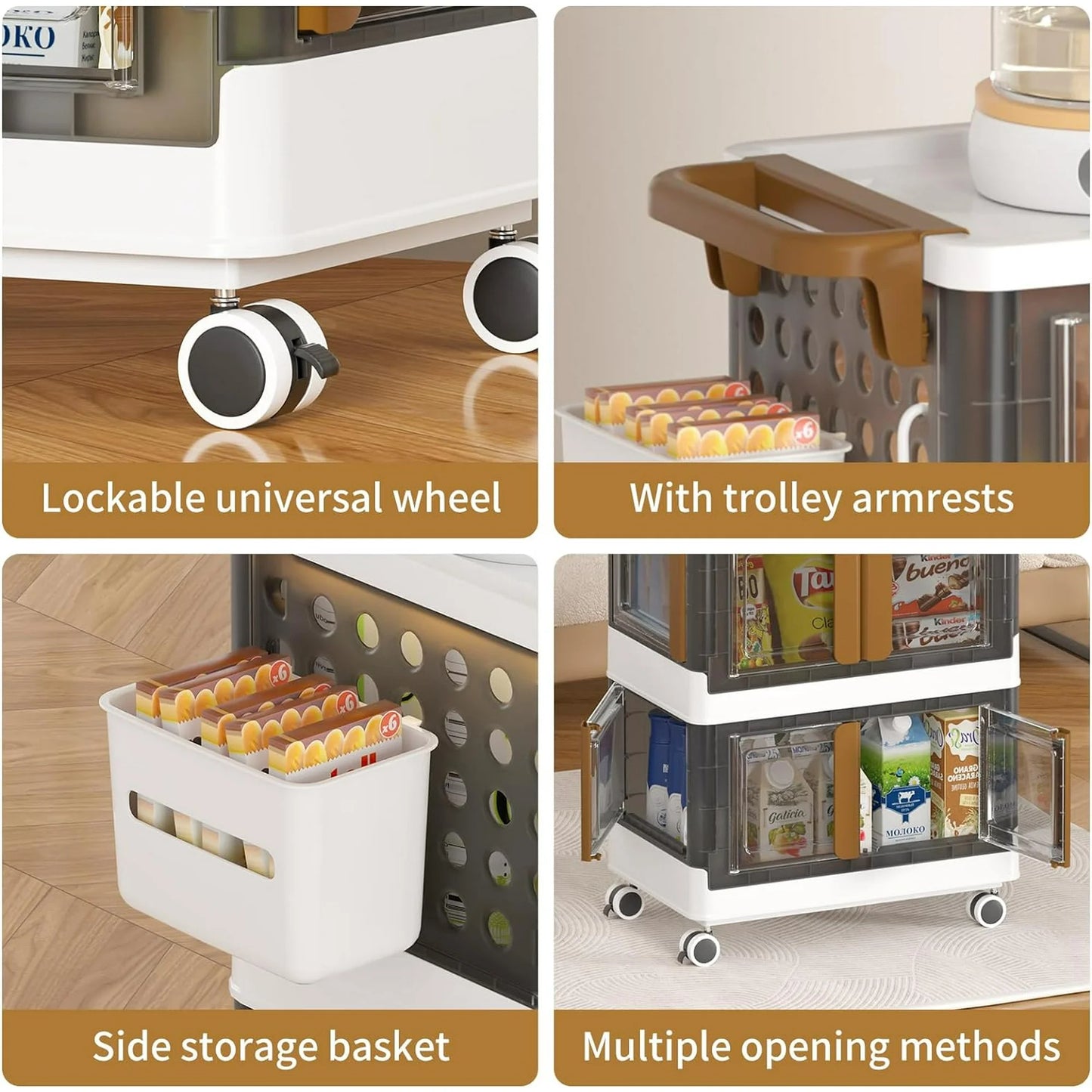 WERSEON 4 Pack Collapsible Storage Bins w/ Lids 130QT Stackable Storage Containers w/ Doors Wheels Handle