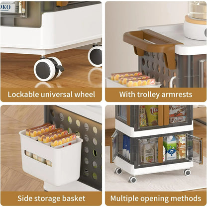 WERSEON 4 Pack Collapsible Storage Bins w/ Lids 130QT Stackable Storage Containers w/ Doors Wheels Handle