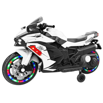 Cheelom Kids Motorcycle,12V Ride on Motorcycle Kids Toys, Children Electric Motorcycle with Hand Racing, PU Seat, White