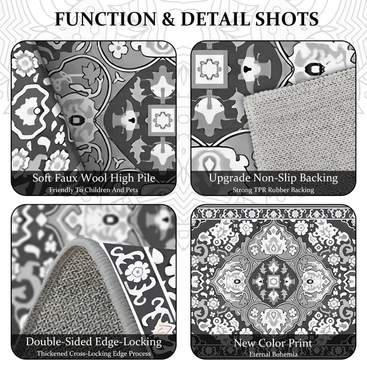 TECHVIDA Kitchen Rug Set 3 Piece,Non Slip Machine Washable Kitchen Mats,Boho Farmhouse Hallway Doormat for Home Decor
