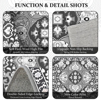 TECHVIDA Kitchen Rug Set 3 Piece,Non Slip Machine Washable Kitchen Mats,Boho Farmhouse Hallway Doormat for Home Decor