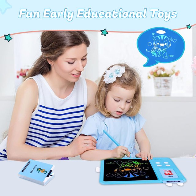 HNH 2 in 1 Talking Flash Cards with Drawing Tablet 224 Sight Words,Learning Educational Toys,Preschool Montessori Toys Birthday Gift for Kids Ages 1-7