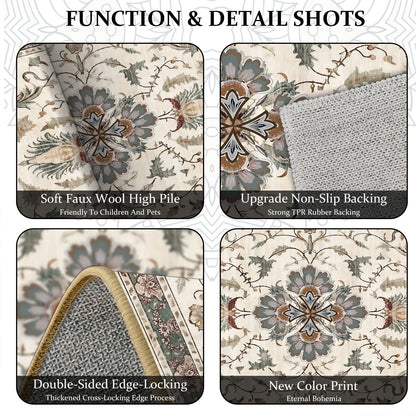 TECHVIDA Kitchen Rugs 3 Piece Set,Non Slip Machine Washable Kitchen Mats,Boho Vintage Abstract Kitchen Carpet for Farmhouse Living Room Hallway