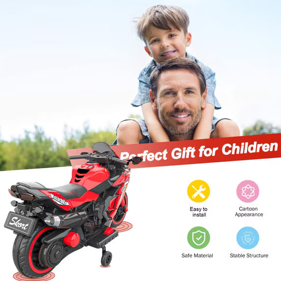 Zogymoz 12V Ride on Motorcycle for Kids, Ride on Toys for Gifts, Electric Motorbike with LED Tire and Bluetooth Music