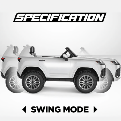 24V Two Seater Ride On Car Truck for Kids,Licensed LEXUS LX600 Electric Ride On Car with Parents Control,Bluetooth,Music,Power Display,Adjustable Volume-White
