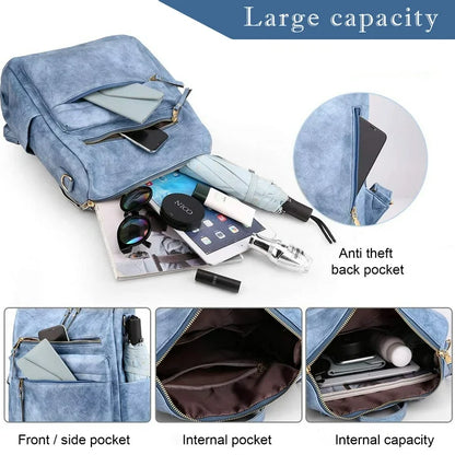 YOMYM Backpack Purse for Women Fashion Multipurpose Design Handbag Ladies Shoulder Bags