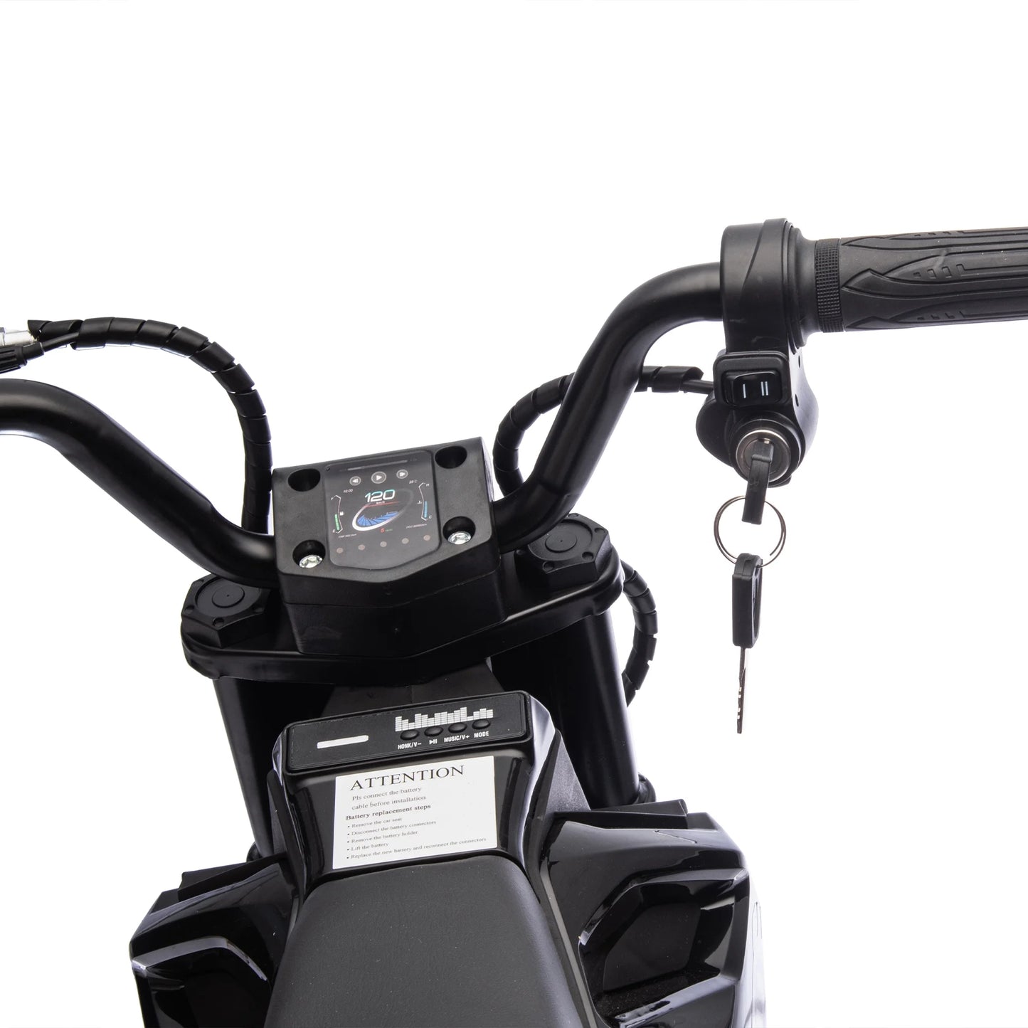 Cheelom 24V Motorcycle,Kids Ride On Electric Toy Motocross Motorcycle,200W High Speed Hub Motor,Rear Wheel Shock Absorber LED Bluetooth Music 3-9Speeds Black