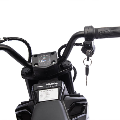 Cheelom 24V Motorcycle,Kids Ride On Electric Toy Motocross Motorcycle,200W High Speed Hub Motor,Rear Wheel Shock Absorber LED Bluetooth Music 3-9Speeds Black