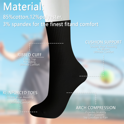 YOMYM Mens Socks 8 Pairs Crew Socks for Men Premium Athletic Men's Socks, Shoe Size 8-12