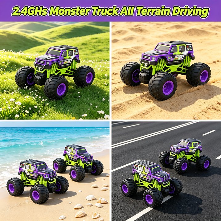 HNH 1:16 RC Cars RC Crawlers, Off Road RC Monster Truck, 2.4GHz 20 Km/h Fast All Terrain Remote Control Car for Boys Girls Ages 4-12, Cool Gift Toy for Kids
