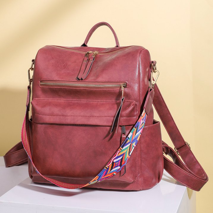 YOMYM Leather Backpack Purse for Women Designer Ladies Large School Convertible Shoulder Bag