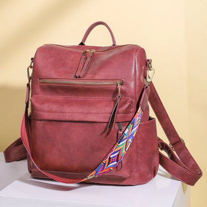 YOMYM Leather Backpack Purse for Women Designer Ladies Large School Convertible Shoulder Bag