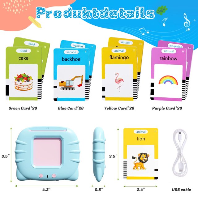HNH Talking Flash Cards for Kids, Toddler Learing Toys for 2 3 4 5 Year Old Boys and Girls,Preschool Montessori Kids Toy for Birthday Gifts
