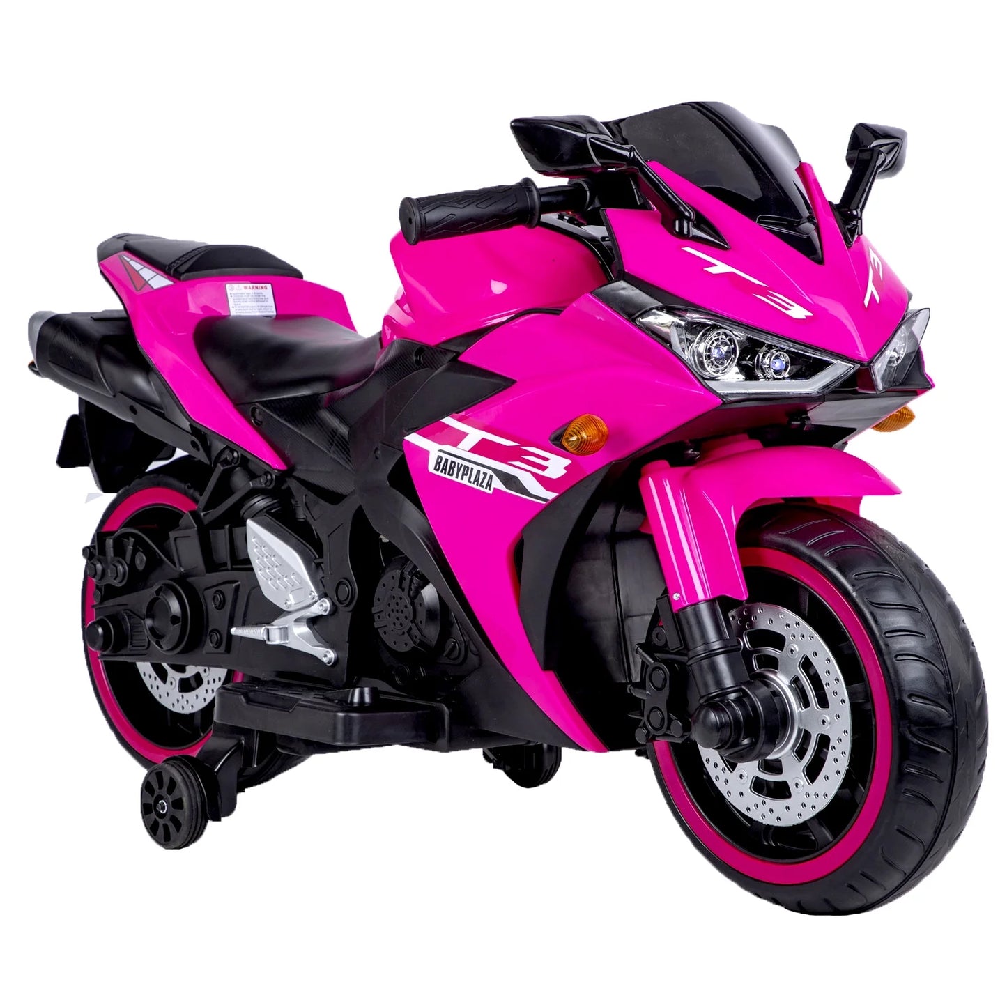 ZOGYMOZ Kids Motorcycle,12V Kids Electric Motorcycle with Training Wheels,Ride On Motorbike, Speed by Hand, Music Function, Max Load 88LB (Pink)