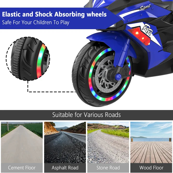 Zogymoz 12V Ride on Motorcycle for Kids, Electric Motorcycle with Training Wheels, Powered Ride-ons Toy Gifts