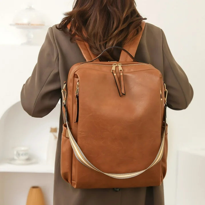 HONGLONG Laptop Backpack for Women Travel Backpack with 15.6 Inch Laptop Compartment, Multipurpose Design Convertible Large Backpack Purse Brown