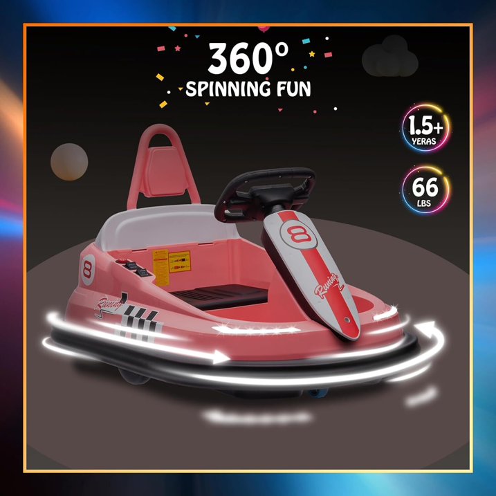 HNH 6V Bumper Car for Toddlers with Remote Control, Ride on Electric Go Kart for Kids, Electric Ride on Toys for Kids, Music Play, Lights