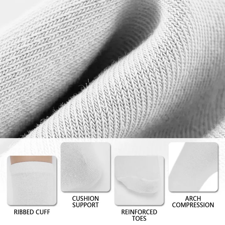 YOMYM 8 Pairs Casual Cotton Crew Socks for Women and Men, Athletic Casual Work Crew Socks, White