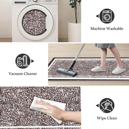 TECHVIDA Bathroom Rugs 3pcs Set,Non-Slip Ultra Soft Bath Rugs,Machine Washable,Water Absorbent,Dark Brown