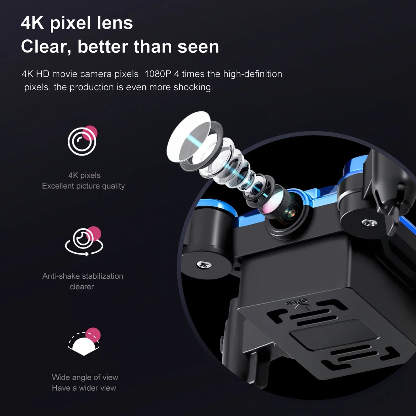 HNH RC Foldable Drone with 4K HD Camera for Kids and Adults, Beginners Portable Pocket Quadcopterwith 3D Flip,2.5 in Width