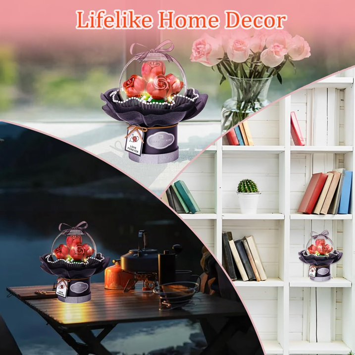 YOMYM Roses Building Set Artificial Flowers for Home Decor Building Toys Gifts for Adults
